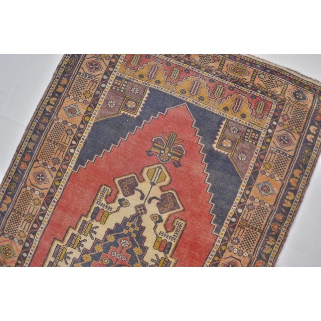 Red Mid 20th Century Bohemian Turkish Floor Carpet For Sale - Image 8 of 10