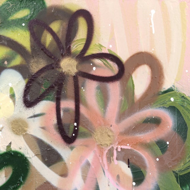 Abstract Looking Through Grandma's Window - Abstract Floral Painting on Canvas Original Artwork by Amber Goldhammer For Sale - Image 3 of 9