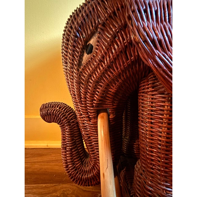Wood 1960s Wicker Elephant Table With Original Finish For Sale - Image 7 of 8