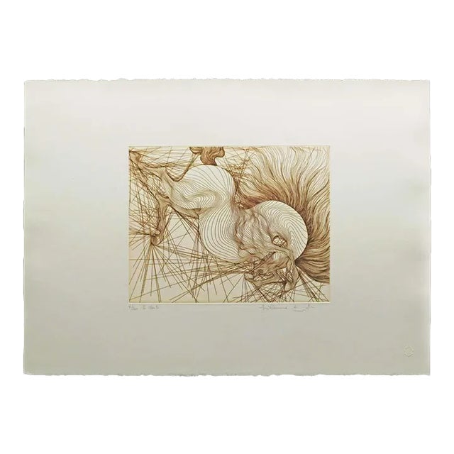 Guillaume Azoulay La Chute 1980 Original Etching Art Hand Signed For Sale