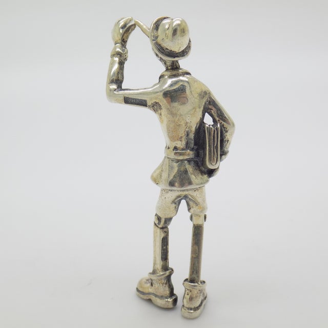 1980s Vintage Italian Handmade 800 Silver Pinocchio Going to School Figurine, Arezzo, 1980s For Sale - Image 5 of 12