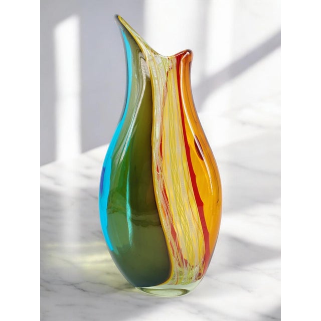 Contemporary Filigrana Vase in Murano Blown Glass by 1295 murano For Sale - Image 3 of 7