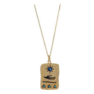 Egyptian All In Your Hands Sun Gold Necklace For Sale