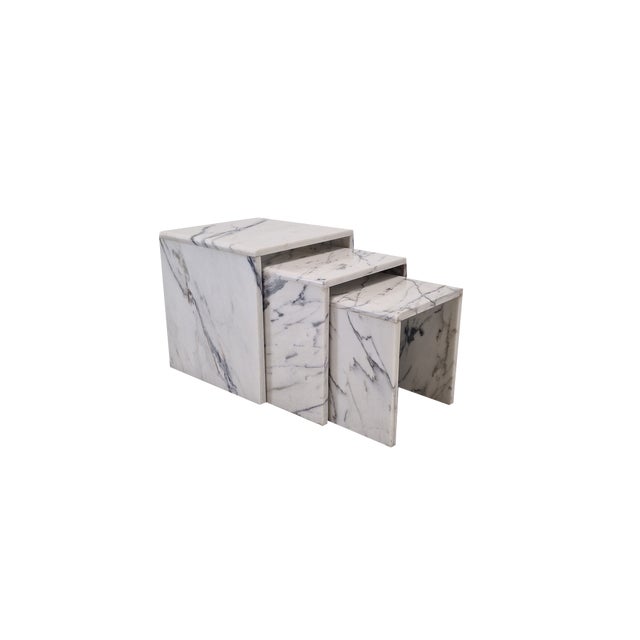 Italian Marble Nesting Tables, 1980s, Set of 3 For Sale