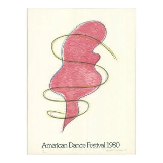 1980 Elizabeth Murray 'American Dance Festival 1980' Modernism Pink & Yellow Lithograph For Sale