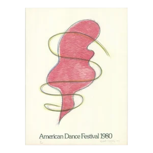 1980 Elizabeth Murray 'American Dance Festival 1980' Modernism Pink & Yellow Lithograph