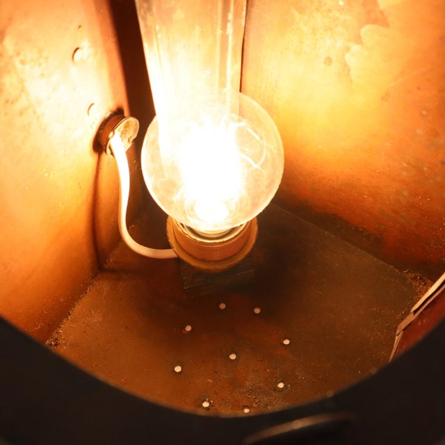 Large Vintage Ships Lamp in Red Copper with Fresnel Lens For Sale - Image 4 of 15