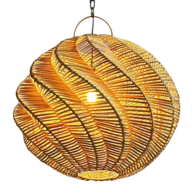 Wicker Spiral Globe Pendant Light Medium For Sale - Image 4 of 10
