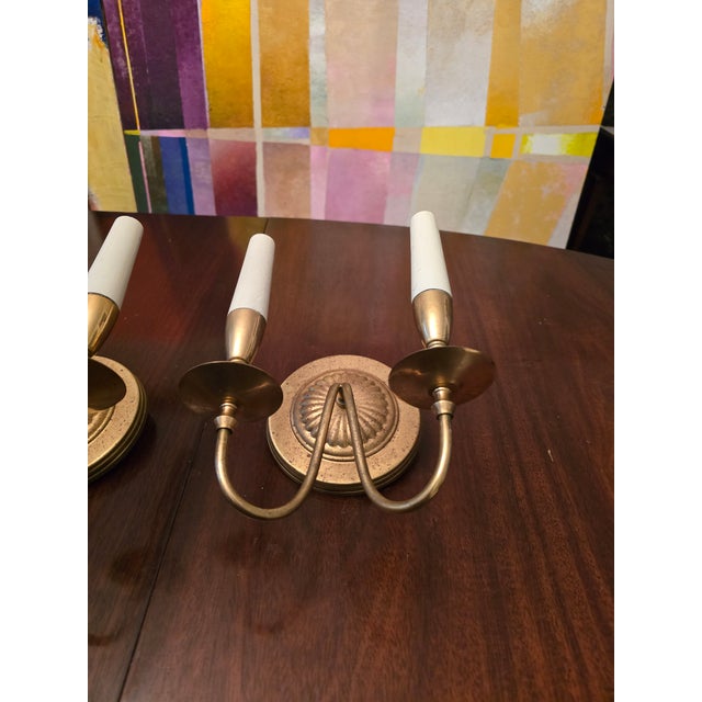 Metal Vintage Mid-Century Tommi Parzinger Style Sconces - a Pair For Sale - Image 7 of 7