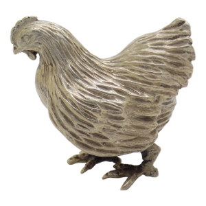 Vintage Italian Handmade Genuine Silver Hen Large Figurine Detailed Collectible