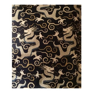 Schumacher Bixi Dragon Fabric in Blue For Sale