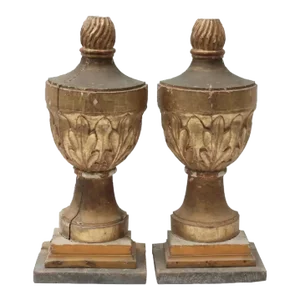 19th Century Gilt Finials - a Pair