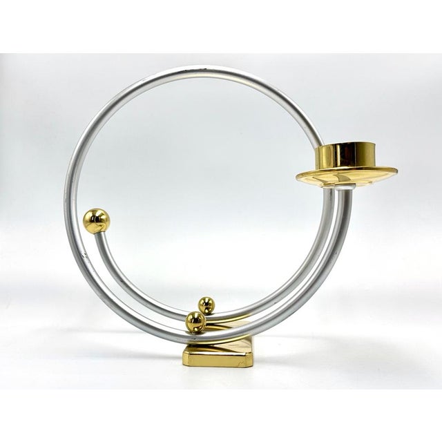 Vintage Brass and Aluminium Candleholder, 1980s For Sale - Image 11 of 11