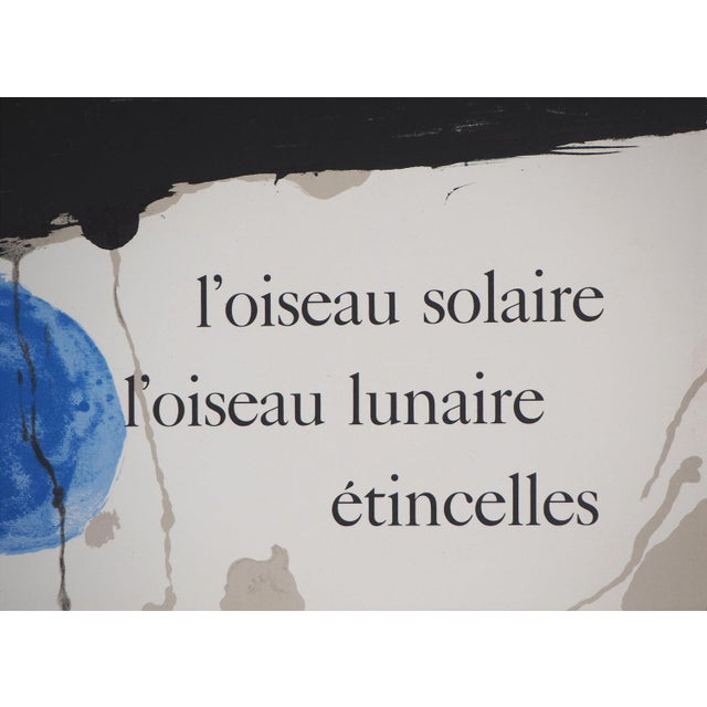 Joan MIRO (1893-1983) Solar bird, lunar bird and sparkles Vintage poster Realized for Joan Miro's exhibition at Galerie...