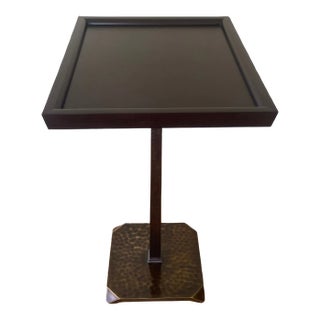 Contemporary Wood and Cast Bronze Side Table For Sale