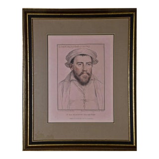 18th C. Portrait of Edward Stanley From Henry VIII's Court After Holbein Drawing, 1793 For Sale