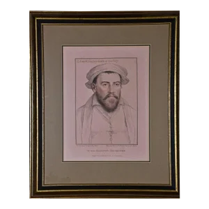 18th C. Portrait of Edward Stanley From Henry VIII's Court After Holbein Drawing, 1793