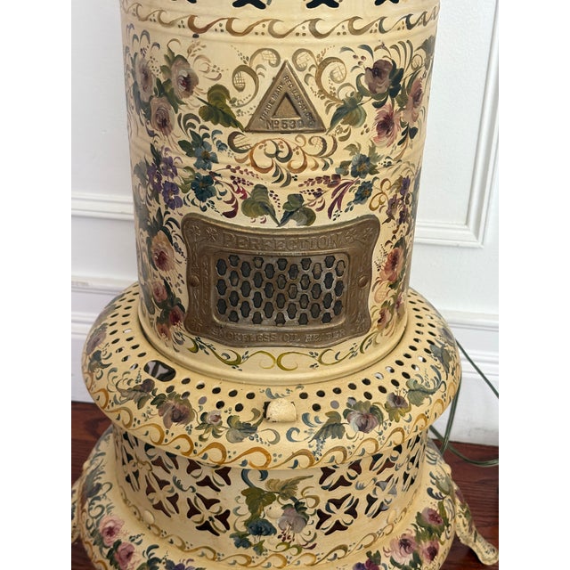 Antique Folk Art Hand Painted Oil Heating Stove Decorative Lamp For Sale - Image 10 of 11