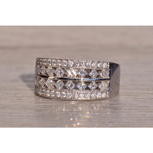 1990s The Ajax Peak: Wide Diamond Band in White Gold For Sale - Image 5 of 11