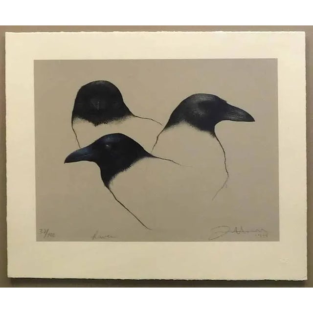 1990s Frank Howell "Raven" Lithograph Framed Hand Signed With Custom Frame For Sale - Image 4 of 5