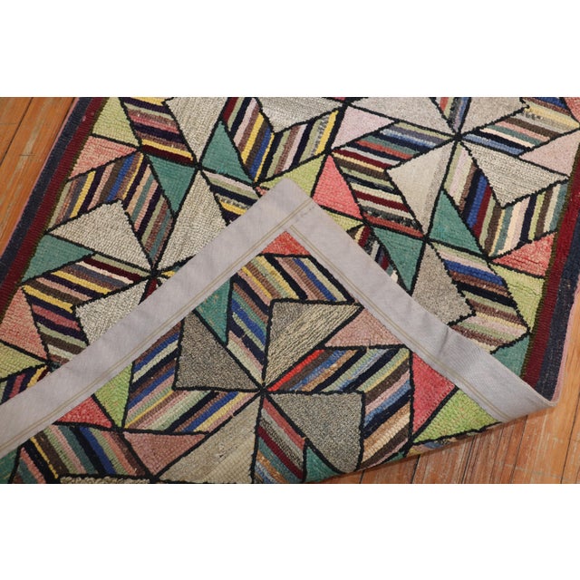 Contemporary Dazzling Geometric American Hooked Scatter Rug For Sale - Image 3 of 6