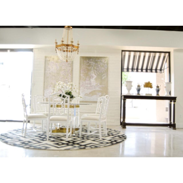 Chelsea House Inc Hand Painted Silver Leaf Wood Panel With Gold Chinoiserie Design – Right Panel For Sale - Image 4 of 4