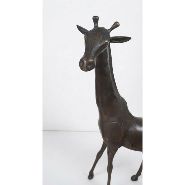 Late 20th Century Vintage Unmarked Dark Patinated Giraffe Sculptures, Pair For Sale - Image 5 of 5