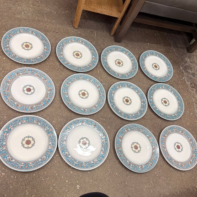 Late 20th Century Wedgwood Florentine Bone China Dishes - Set of 12 For Sale - Image 11 of 12