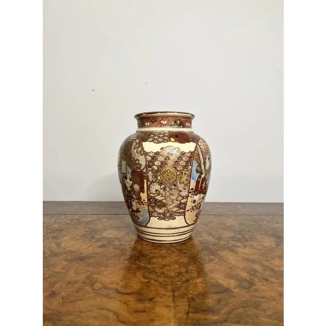 1910s Antique Japanese Satsuma Ginger Jar and Cover, 1910 For Sale - Image 5 of 7