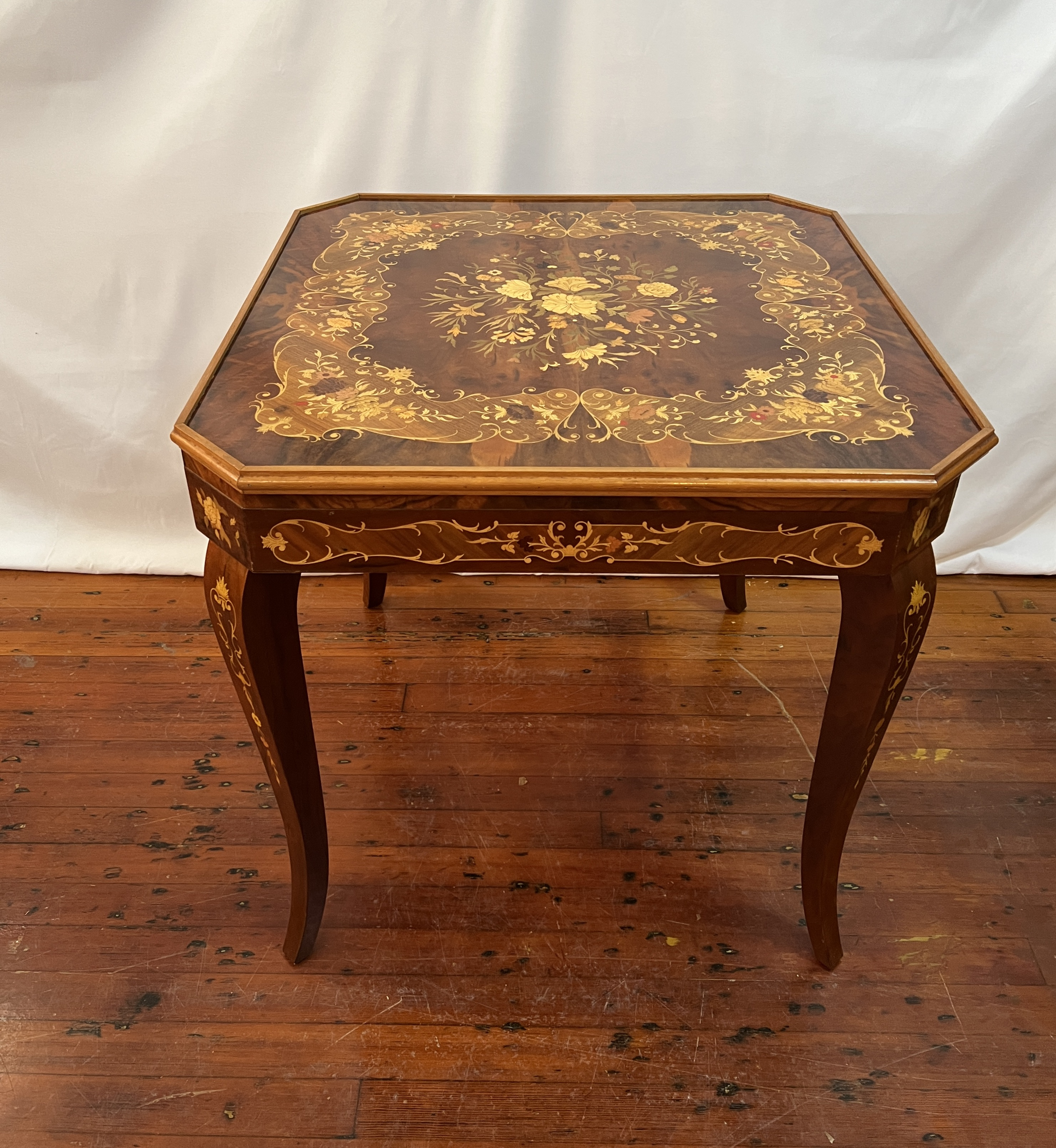 1960s Italian Inlaid Wood Multi Game Table With Roulette, Checkers