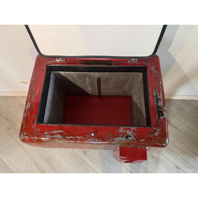 Metal Vintage Red Icebox, 1950s For Sale - Image 7 of 11