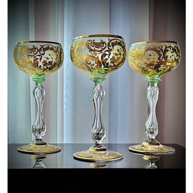 Antique Gilded Crystal Roemer Wine Glasses, 1890s, Set of 6 For Sale - Image 14 of 18