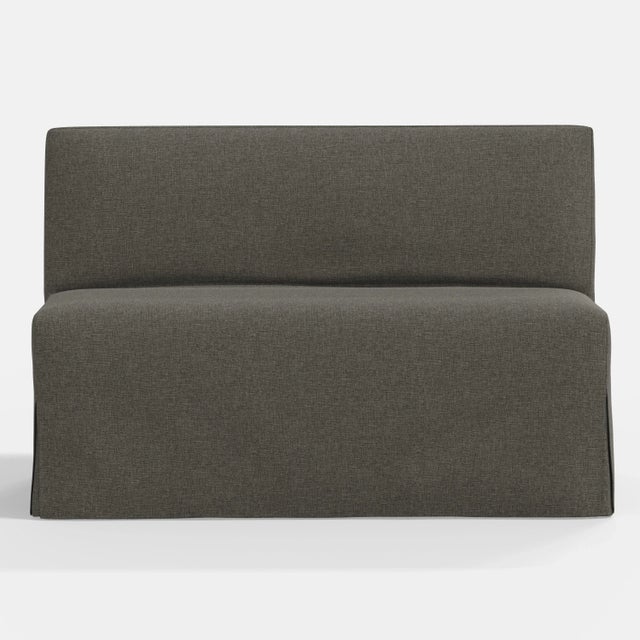 Cloth & Company Stoffer Home x Cloth & Company Lindy Slipcover Dining Banquette in Textured Linen Charcoal For Sale - Image 4 of 6