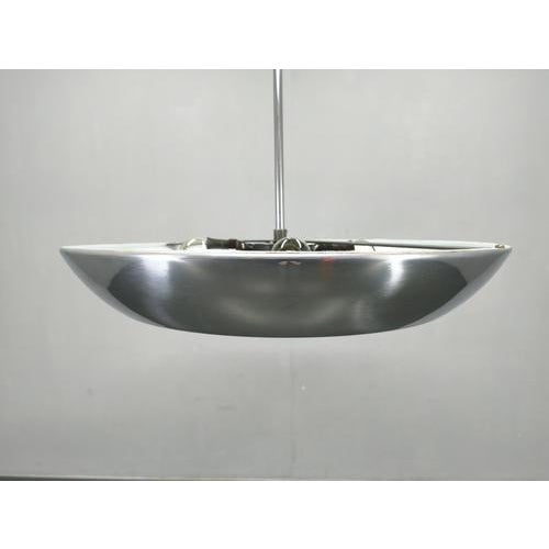Bauhaus UFO Pendant Light in Chrome and Glass from Drupol, 1940s For Sale - Image 3 of 13