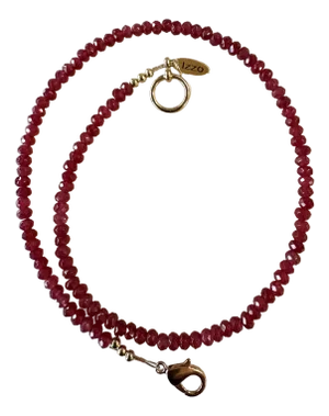 Red Quartz Faceted Beaded Necklace With Gold Tone Clasp - Designed by Matthew Izzo