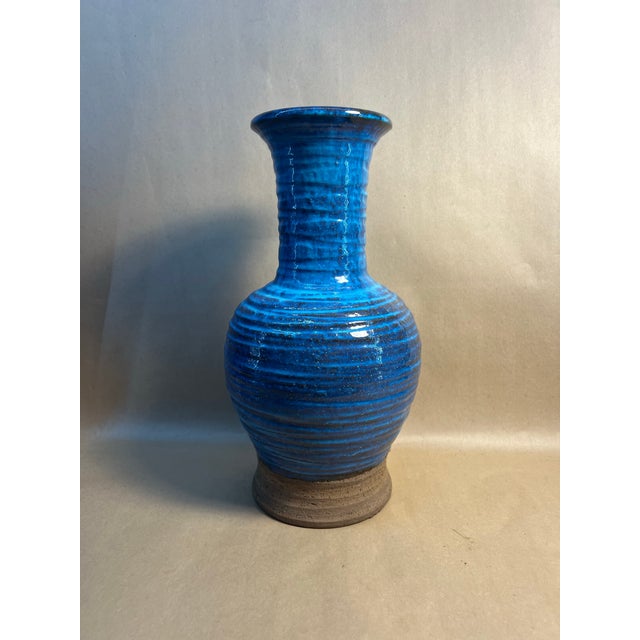 Mid-Century Modern Bitossi Blue Pietra Decor Bottle Vase by Aldo Londi, Italy, C. 1960s For Sale - Image 3 of 6
