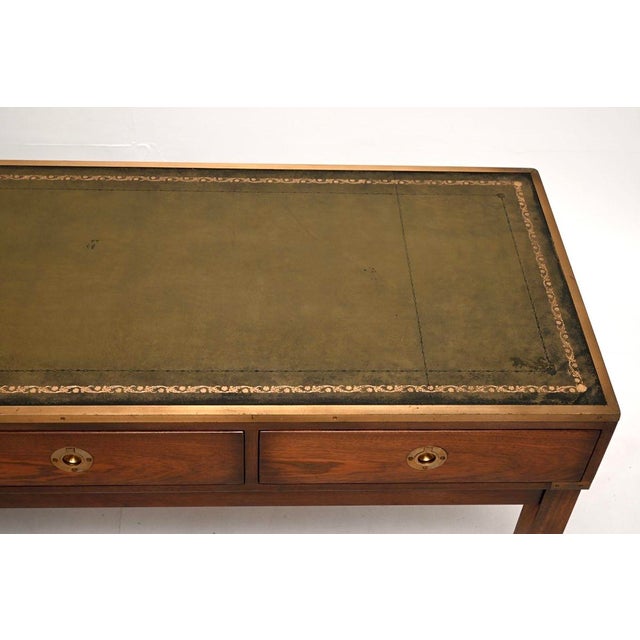 Metal Vintage Military Campaign Style Coffee Table with Leather Top, 1950 For Sale - Image 7 of 11