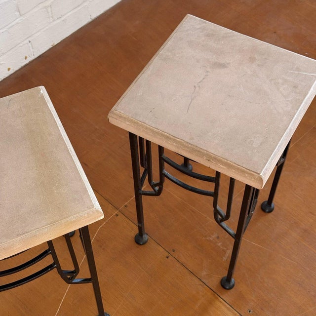 Iron and Stone Side Table For Sale - Image 4 of 5