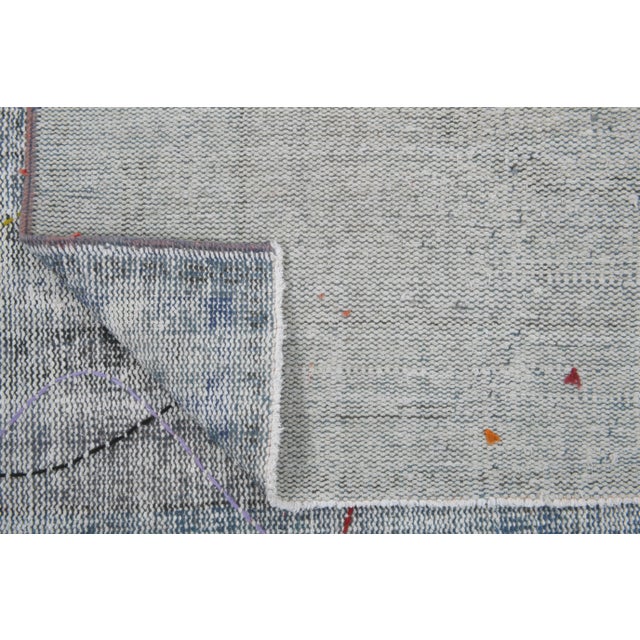 Vintage Turkish Hand-Knotted Wool Cotton Blue Runner For Sale - Image 4 of 11