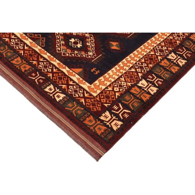 1980s 1980s Vintage Tribal Kargahi Blue & Rust Hand Knotted Rug For Sale - Image 4 of 9