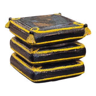 1950s Terracotta Garden Seat in the Form of Stacked Cushions For Sale