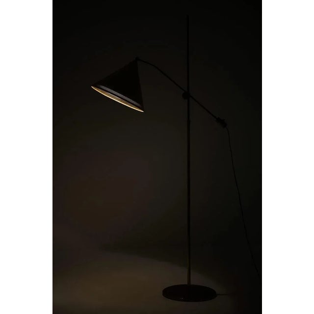 Floor Lamp in Brass with Original Yellow Lamp Shade, 1950s For Sale - Image 9 of 13