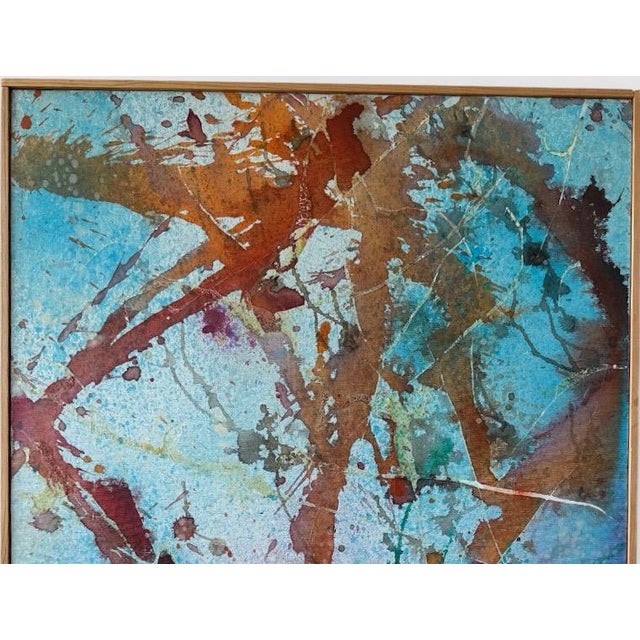 Wood Mid 20th Century Abstract Triptych by Lenore Jaffe Original Action Painting For Sale - Image 7 of 12