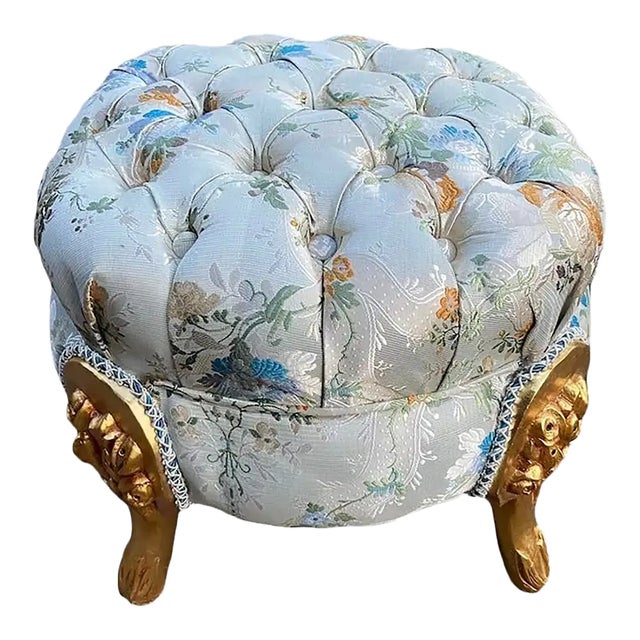 Late 20thC French Louis XVI Gold Beech Pistachio Bench For Sale - Image 6 of 8