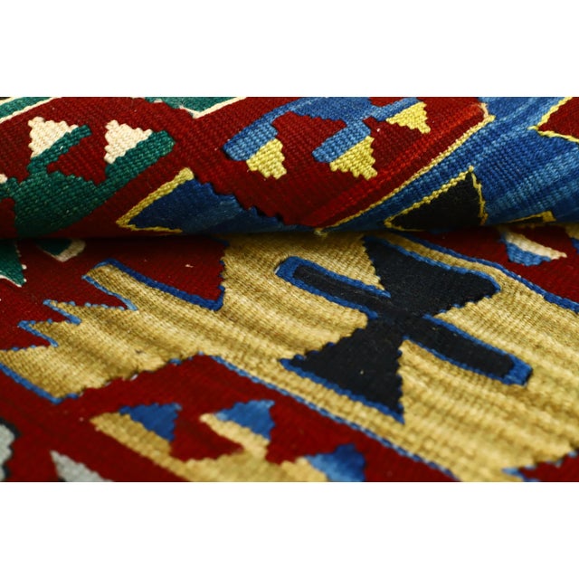 1960s 1960s Scandinavian Wool Red Handwoven Ethnic Kilim Rug For Sale - Image 5 of 13