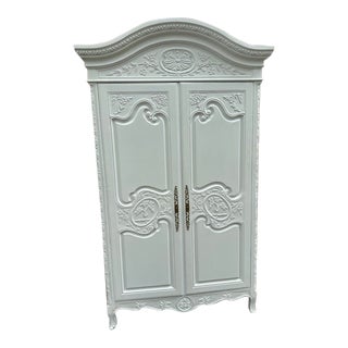 Vintage Hendricks Armoire Painted White For Sale