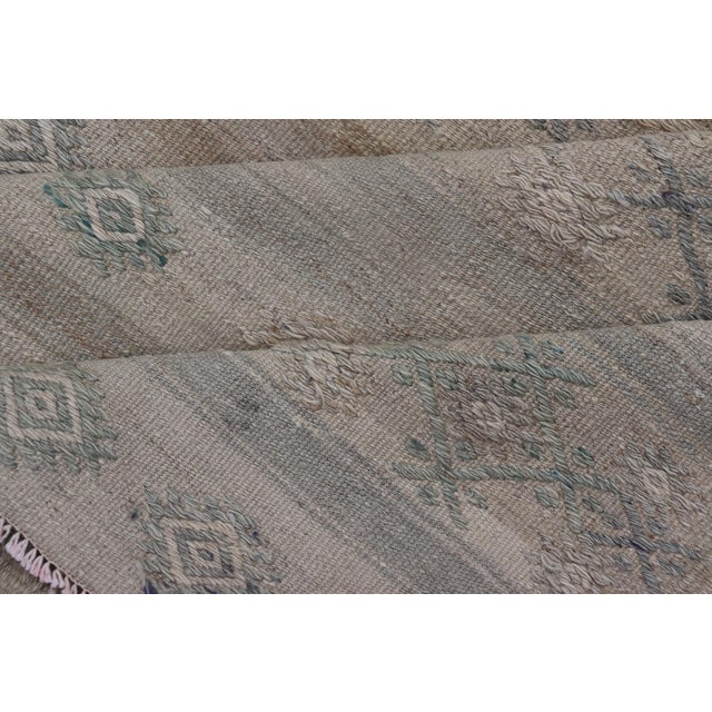 Turkish Vintage Gallery Flat-Weave Kilim With Stripes and Embroideries For Sale - Image 11 of 12