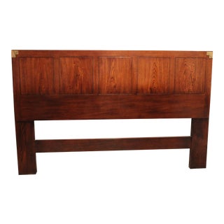 1970s Campaign Style Queen Headboard For Sale