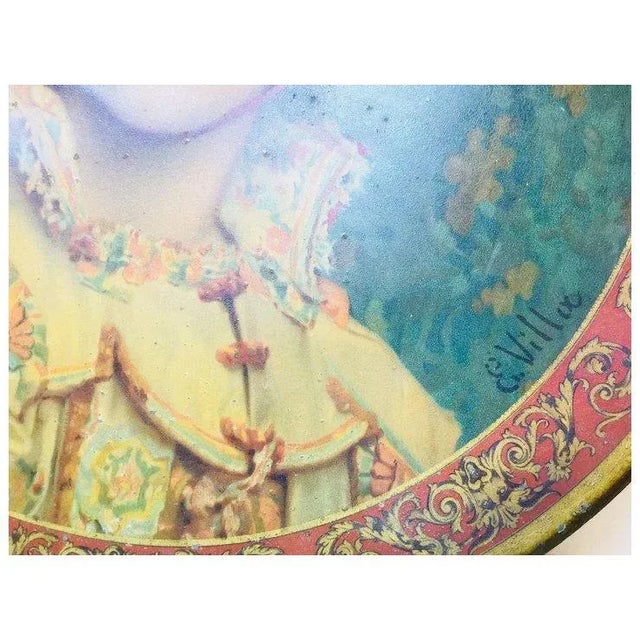 Antique Decorative Steel Plate. “e. Villa” For Sale - Image 4 of 5