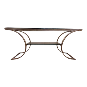 1960s Milo Baughman Style Mid Century Modern Glass and Brushed Metal Console Table